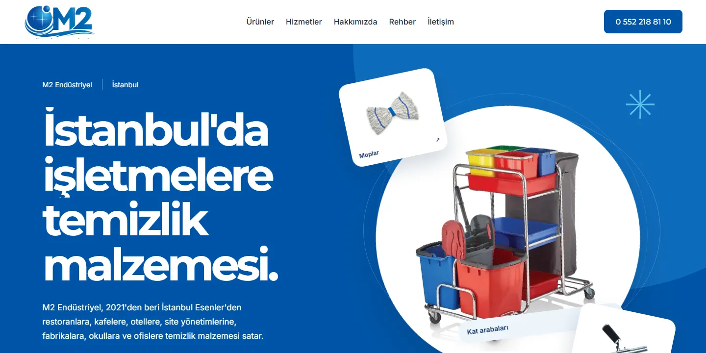 m2endustriyel.com ana sayfasının ekran görüntüsü